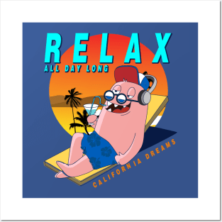 California beach summer Relax Cool Monster T shirt Posters and Art